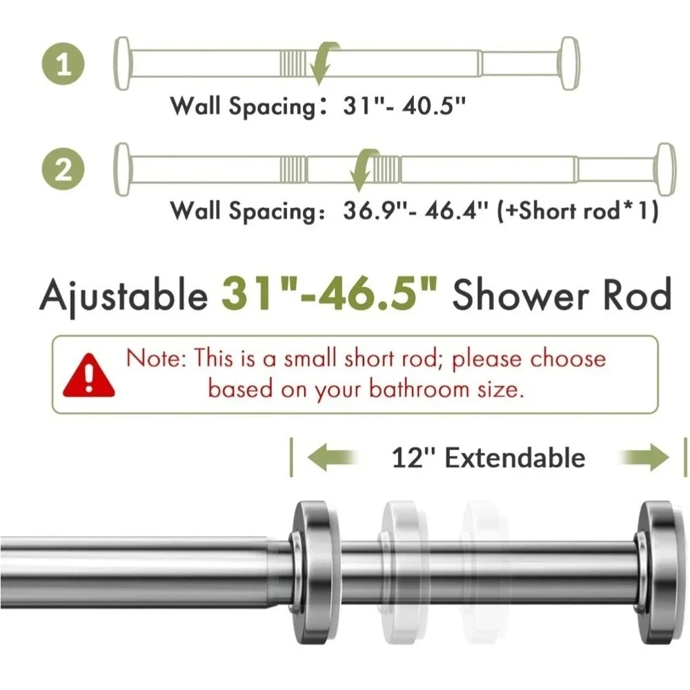 AmazerBath 31-46.5 Inches Spring Tension Shower Curtain Rod, Short Shower Rod...